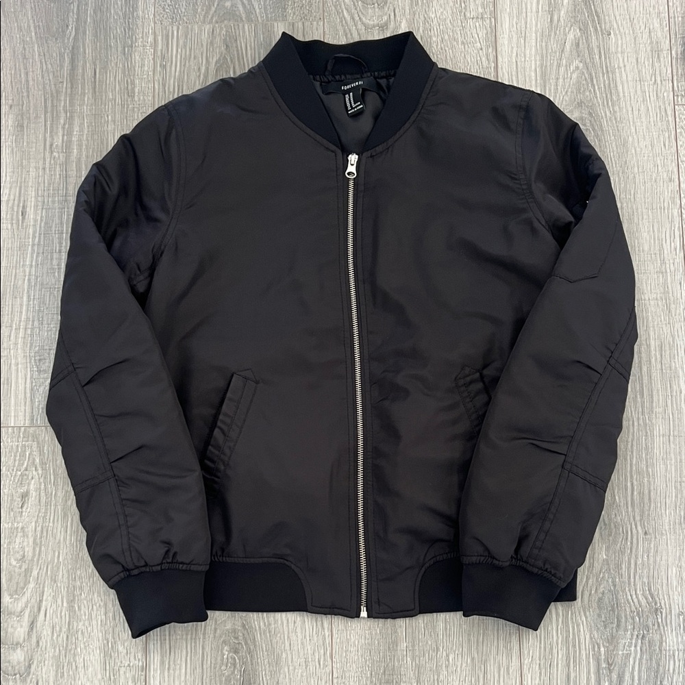 Forever 21 Men's Classic Black Bomber Jacket